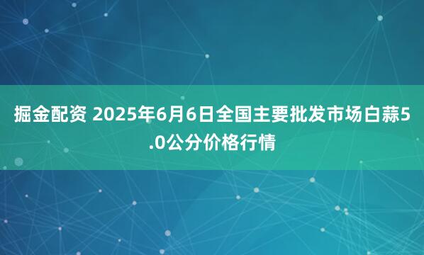 掘金配资 2025年6月6日全国主要批发市场白蒜5.0公分价格行情