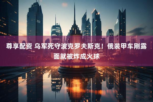 尊享配资 乌军死守波克罗夫斯克！俄装甲车刚露面就被炸成火球