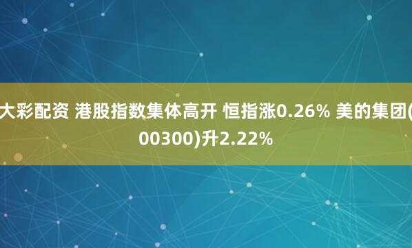大彩配资 港股指数集体高开 恒指涨0.26% 美的集团(00300)升2.22%