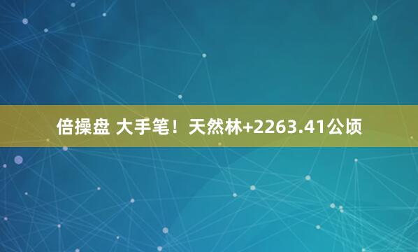 倍操盘 大手笔！天然林+2263.41公顷