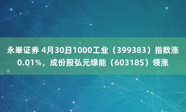 永崋证券 4月30日1000工业（399383）指数涨0.01%，成份股弘元绿能（603185）领涨